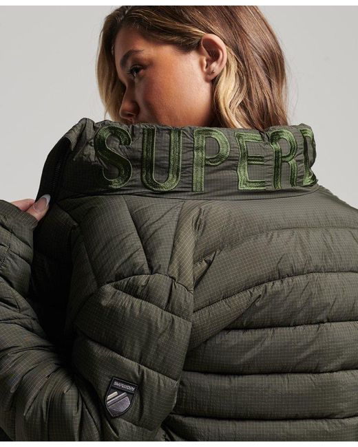 Superdry Classic Logo Puffer Jacket Green in Brown | Lyst