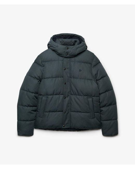 Superdry Black & Co Premium Hooded Check Puffer Jacket for men