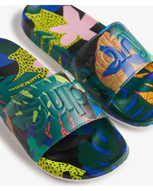 Superdry Blue & Co All Over Print Beach Sliders