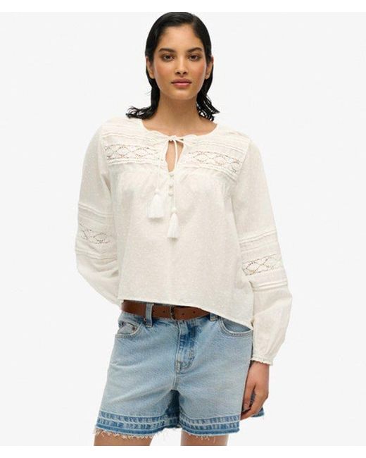 Superdry White Ibiza Lace Blouse