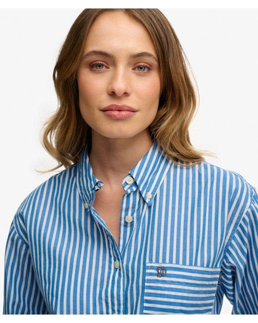 Superdry Blue & Co Poplin Relaxed Long Sleeve Shirt
