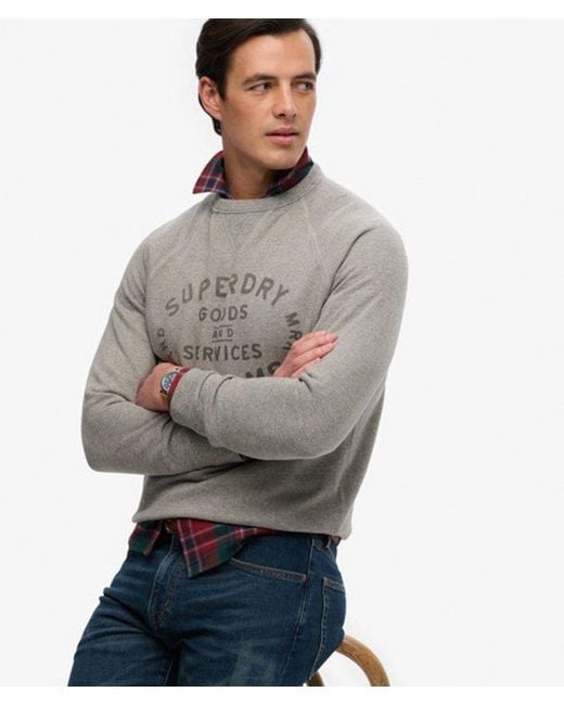 Superdry Gray The Merchant Store - Vintage Print Sweatshirt for men
