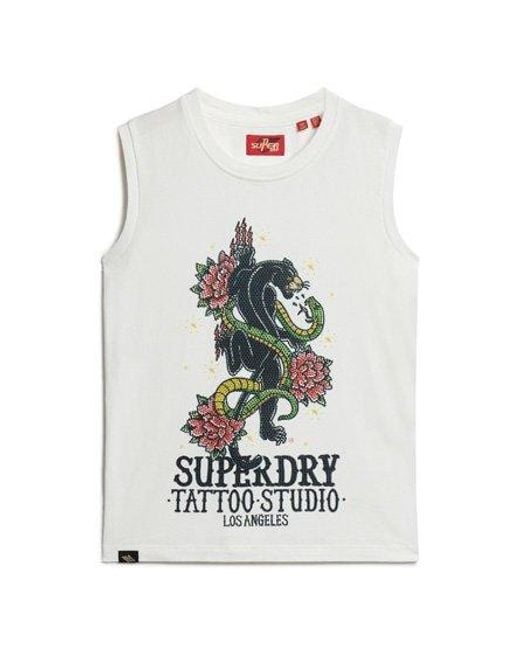 Superdry White Tattoo Rhinestone Vest