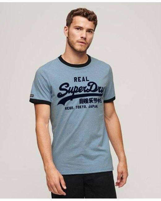 Superdry Blue Vintage Logo Ringer T-shirt for men