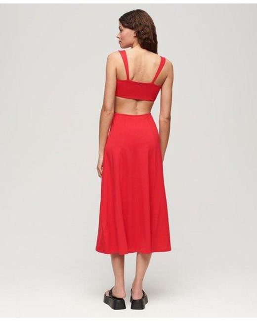 Superdry Jersey Midi-jurk Met Uitsnijding in het Red