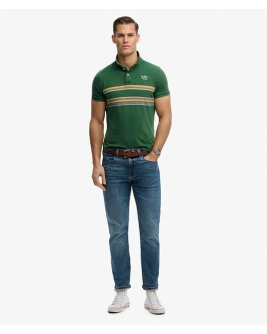 Superdry Green & Co Vintage Stripe Jersey Polo Shirt for men