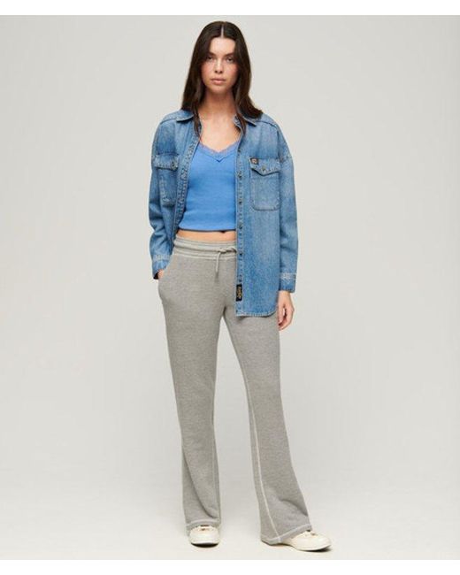 Superdry Gray & Co Ladies Slim Fit Embroidered Logo Athletic Essentials Low Rise Flare joggers