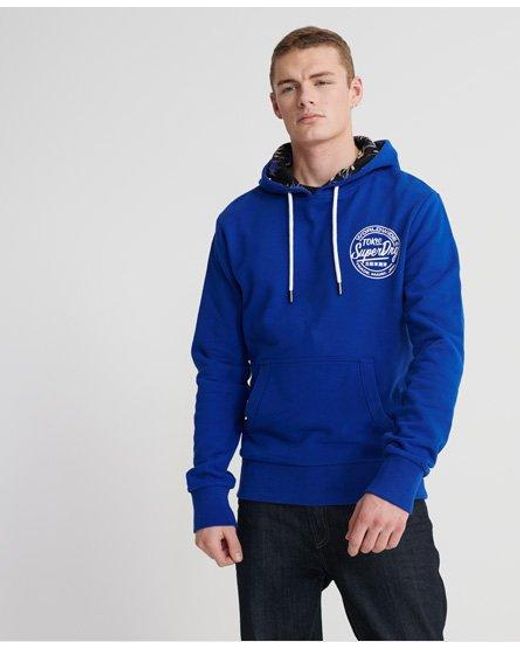 Superdry Blue Super 5's Loopback Hoodie Vivid Cobalt for men