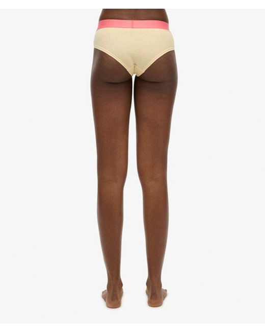 Superdry Yellow Organic Cotton Large Logo Hipster Briefs Pale Marl