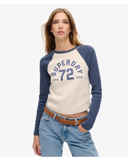 Superdry Blue & Co Athletic Essentials Rib Slim Long Sleeve Top