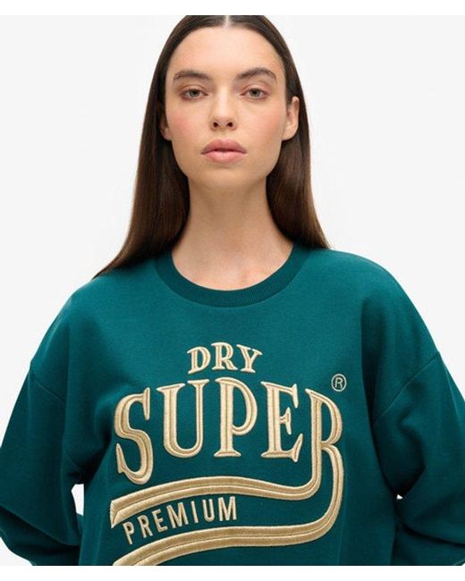 Superdry Blue Luxe Metallic Logo Sweat Dress