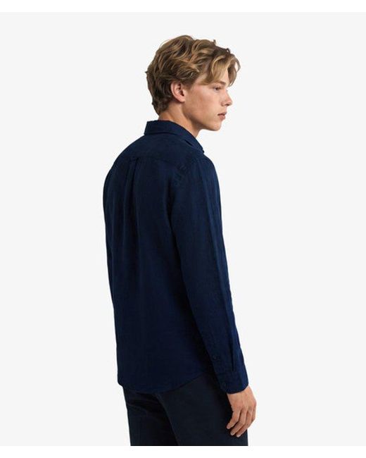 Superdry Blue & Co Riviera Long Sleeve Linen Shirt for men
