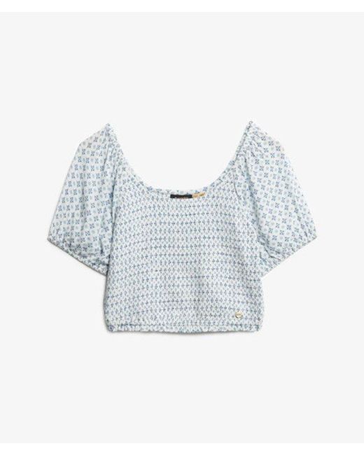 Superdry White Smocked Woven Top