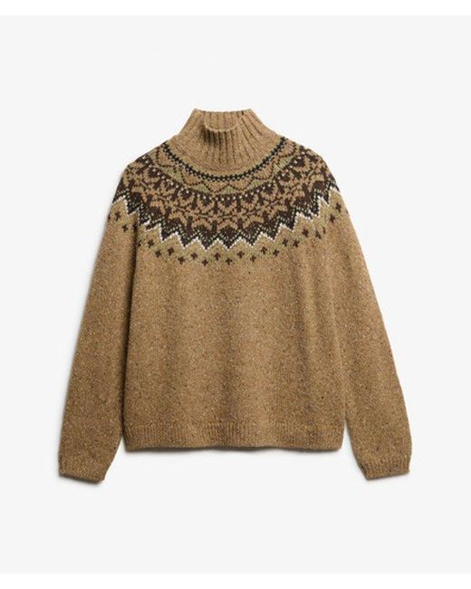 Superdry Brown & Co Fairisle High Neck Jumper