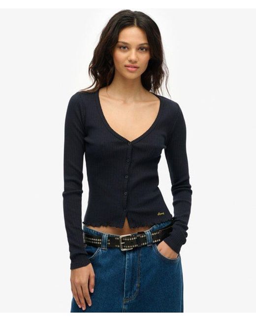 Superdry Black & Co Essential Button Long Sleeve Top