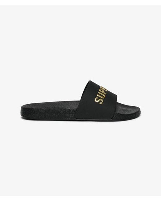 Superdry Black & Co Premium Metallic Pool Sliders