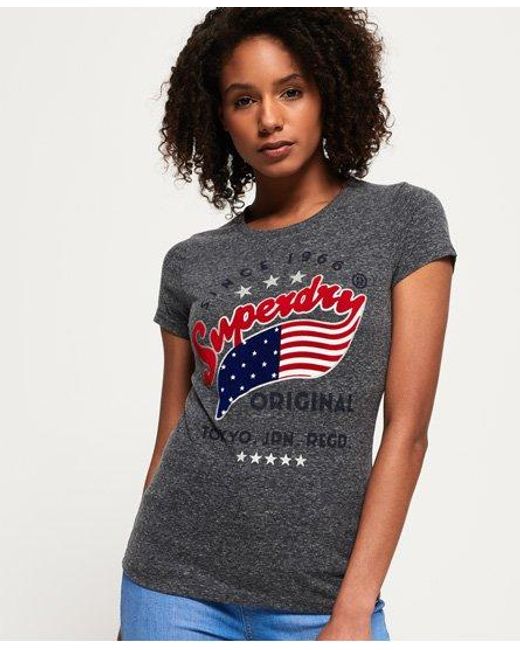 Superdry Gray American Star T-Shirt Charcoal Snow