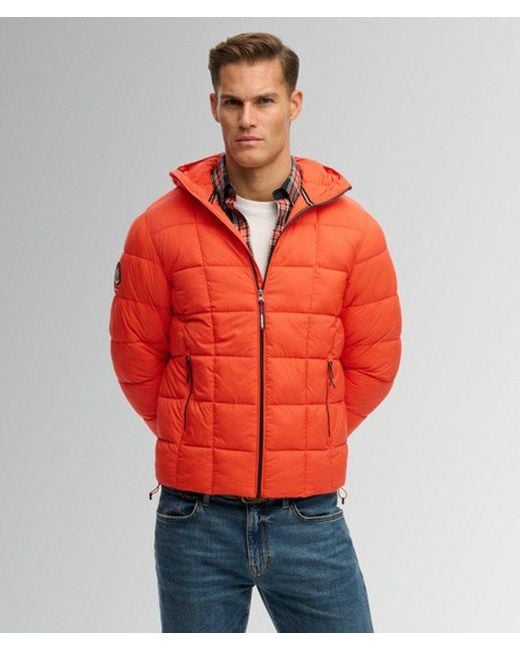 Superdry Red & Co Hooded Box Quilt Fuji Lite Jacket for men