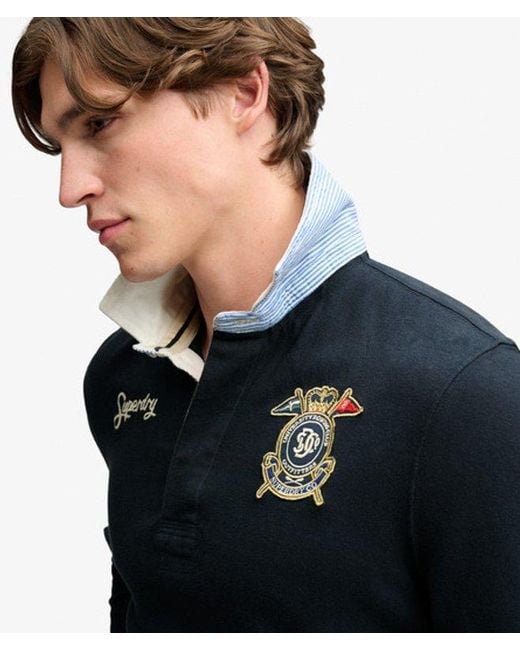 Superdry Blue & Co Double Emblem Rugby Shirt for men