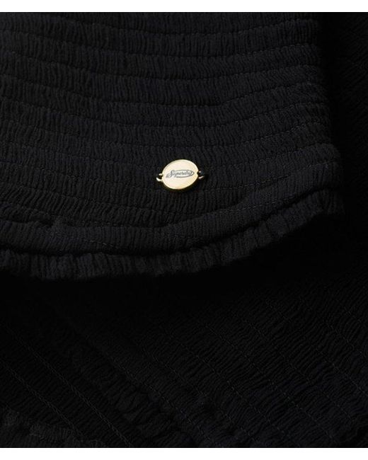 Superdry Black & Co Smocked Woven Top