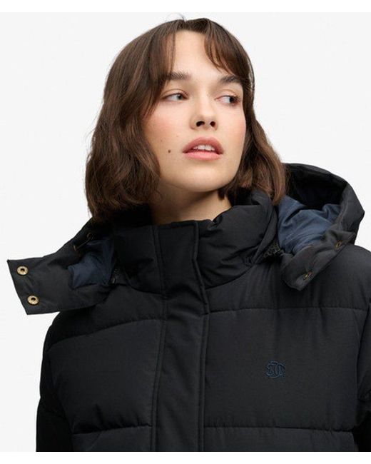Superdry Black Premium Hooded Puffer Jacket