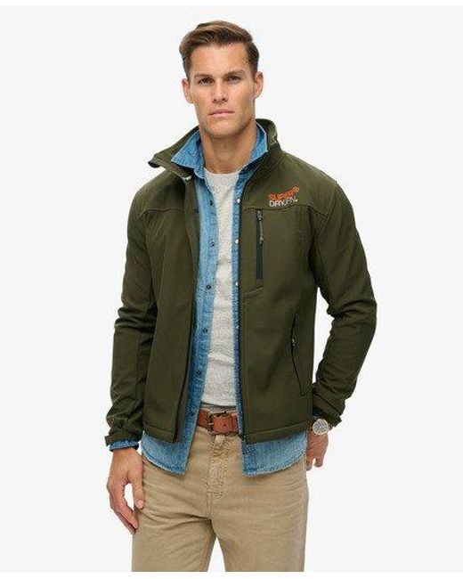 Superdry Green Classic Embroidered Softshell Trekker Track Jacket for men