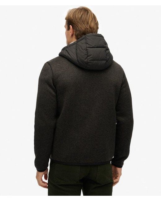 Superdry Black & Co Hooded Storm Knit Hybrid Jacket for men