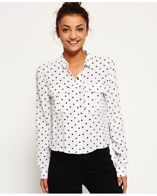 Superdry White Nolita Utility Blouse Polka