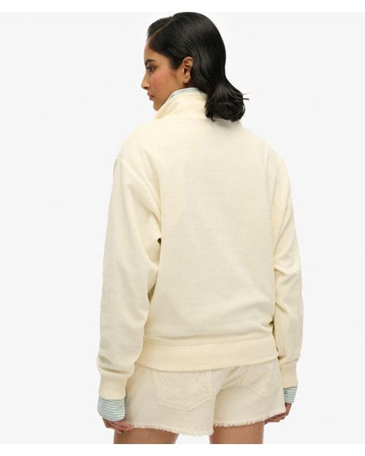 Superdry Natural Velour Half Zip Sweatshirt