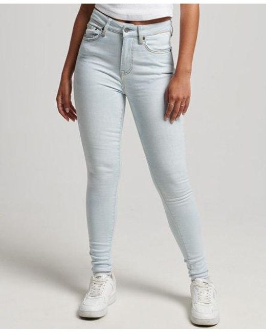 Dames jean denim skinny taille haute en coton bio Superdry en coloris Blue