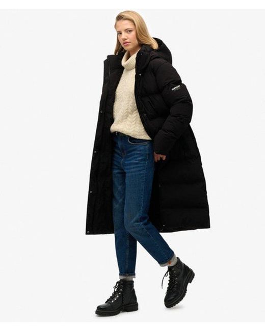 Superdry Black & Co Hooded Long Puffer Jacket