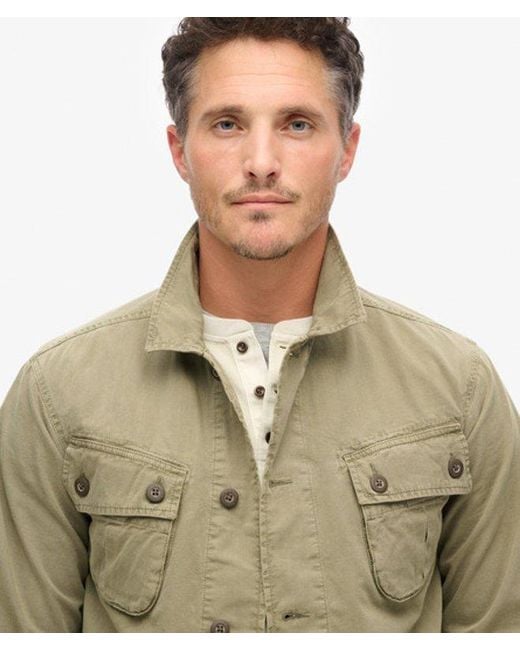 Superdry Green Cotton Fully Lined Military Overshirt Jacket for men