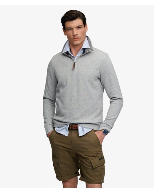 Superdry Gray & Co Essential Pique Half Zip for men