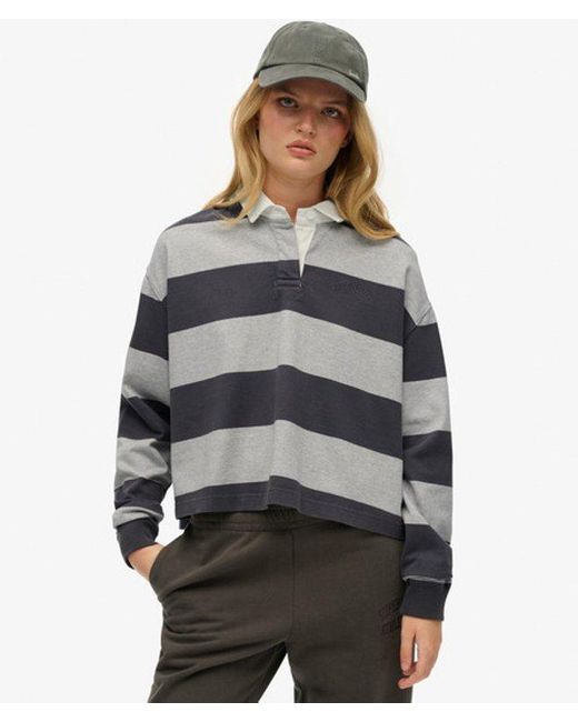 Superdry Gray & Co Athletic Essentials Stripe Rugby Top