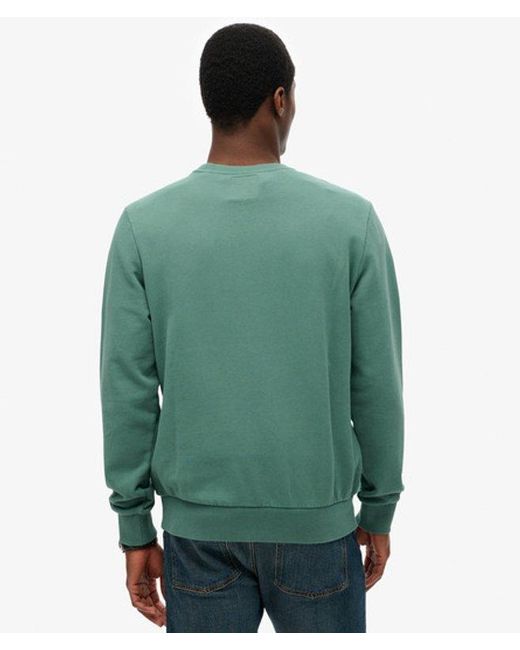 Superdry Green & Co Core Logo Stripe Relaxed Crew Sweatshirt for men