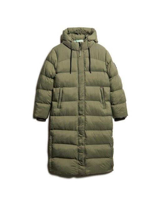 Superdry Green Rip-Stop Longline Puffer Coat