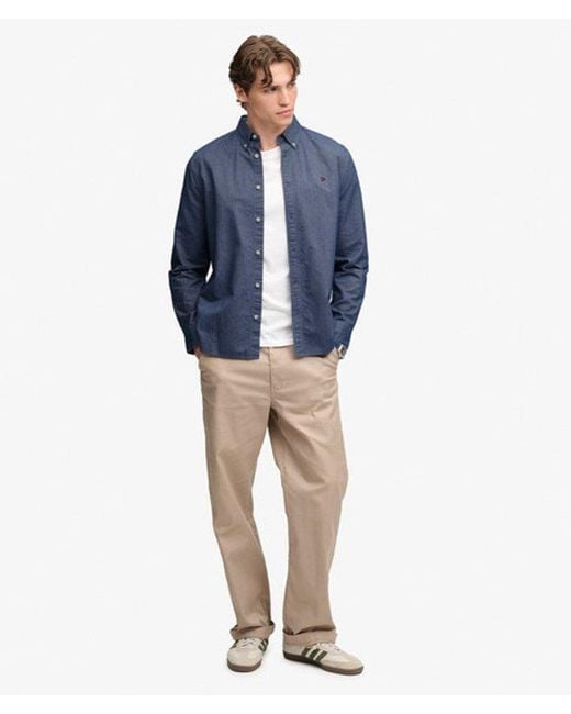 Superdry Blue & Co Preppy Oxford Long Sleeve Shirt for men