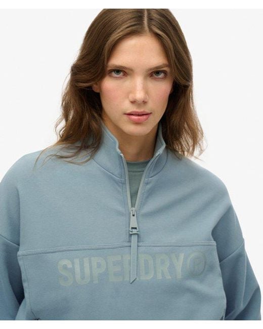 Superdry Blue & Co Active Tech Logo Relaxed Half Zip Sweatshirt