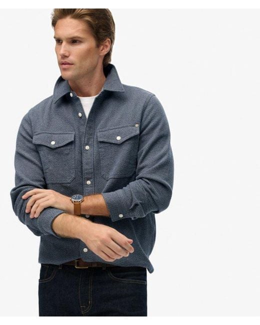 Superdry Merchant Heavy Flannel Overhemd in het Blue voor heren