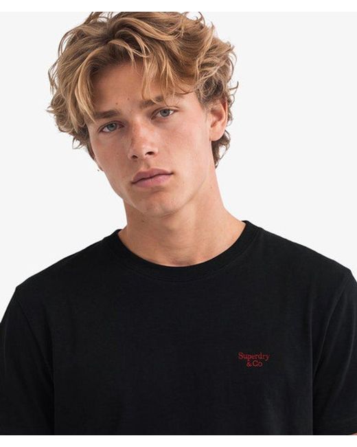Superdry Black & Co Essential Serif Logo Embroidered T-shirt for men