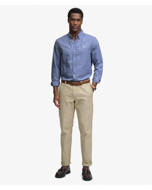 Superdry Blue & Co Cotton Linen Long Sleeve Shirt for men