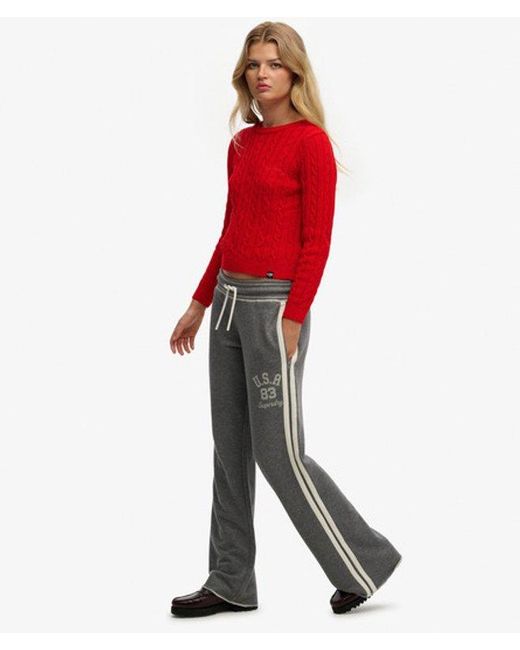 Superdry Red & Co Athletic Essentials Stripe Flare joggers