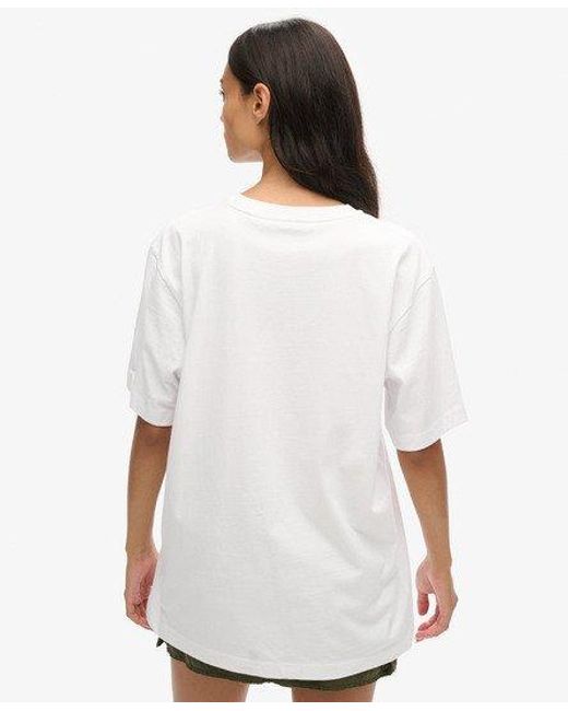 Superdry White Classic Oversized Micro Logo Graphic T-shirt