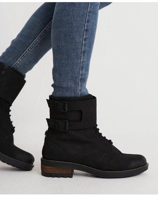 Superdry Blue Lace Up Biker Boot
