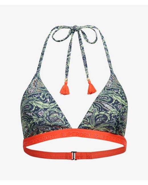 Superdry Brown & Co Print Triangle Bikini Top