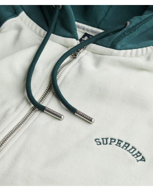 Femme Sweat À Capuche Zippé À Manches Raglan Et Logo Essential Taille Superdry en coloris Blue