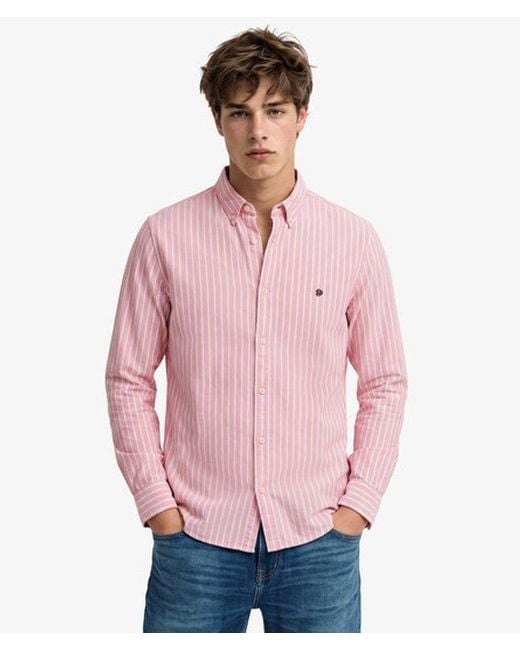 Superdry Red & Co Preppy Oxford Long Sleeve Shirt for men