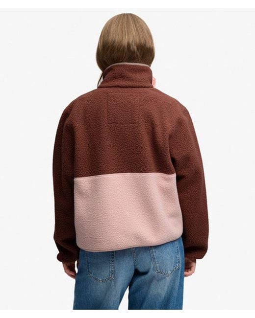 Superdry Brown Colour Block Fleece Jacket