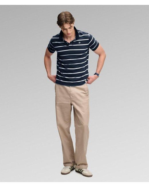 Superdry Blue & Co Vintage Stripe Jersey Polo Shirt for men