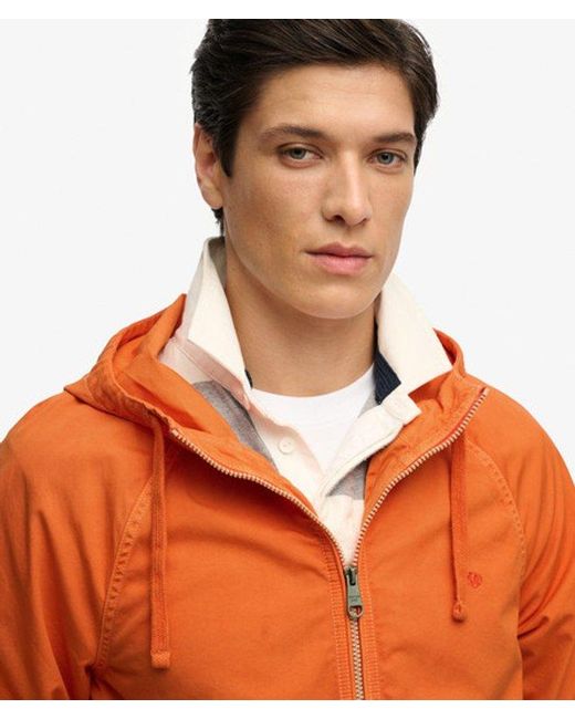 Superdry Orange Hooded Washed Twill Jacket for men
